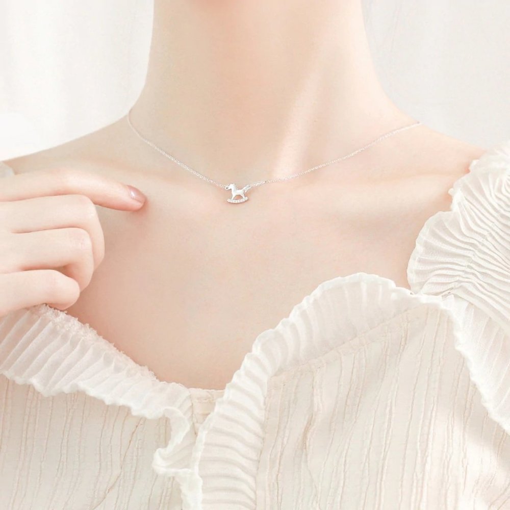 NEW 925 Sterling Silver Diamond Horse Necklace - Picture 6 of 14
